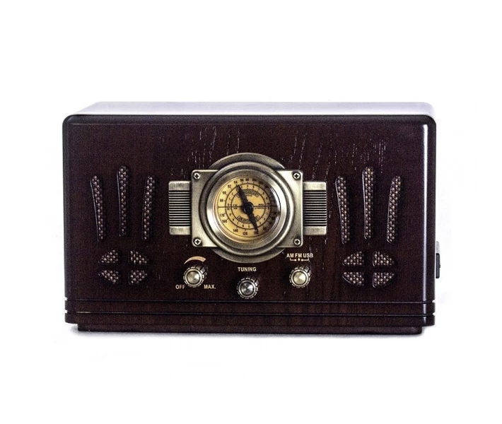 Фото - радиоприемник Ретро радио проигрыватель Daklin Де Голль AM/FM,МР3/ USB/ SD  дерево Орех (RP-057) (057009)