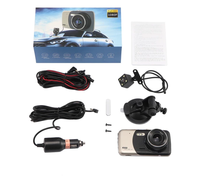 Фото - автомобильный видеорегистратор Автомобильный видеорегистратор DVR T652 4" Full HD с выносной камерой заднего вида (6524611)