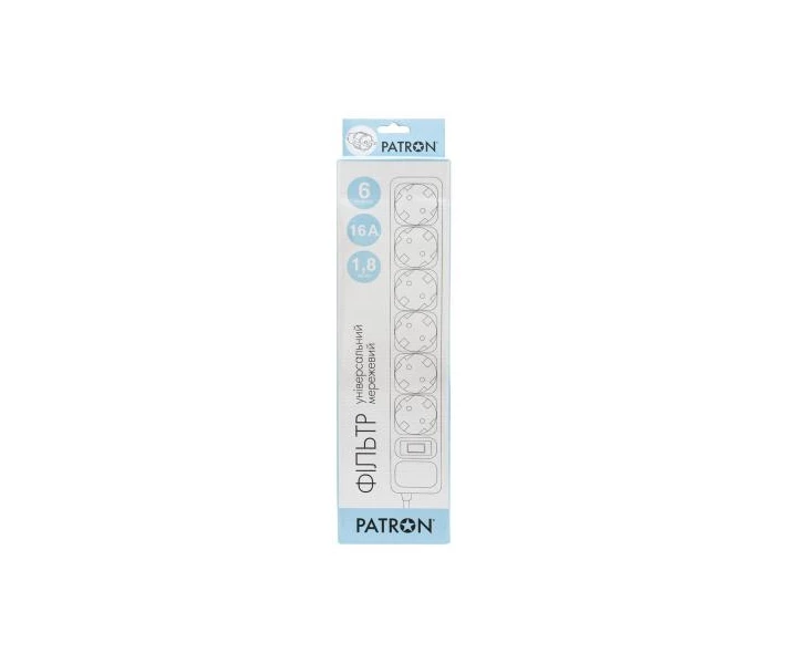 Фото - сетевой фильтр Сетевой фильтр питания Patron 1.8 m3*1.5mm2 (SP-1662) 6 розеток BLACK (EXT-PN-SP-1662)