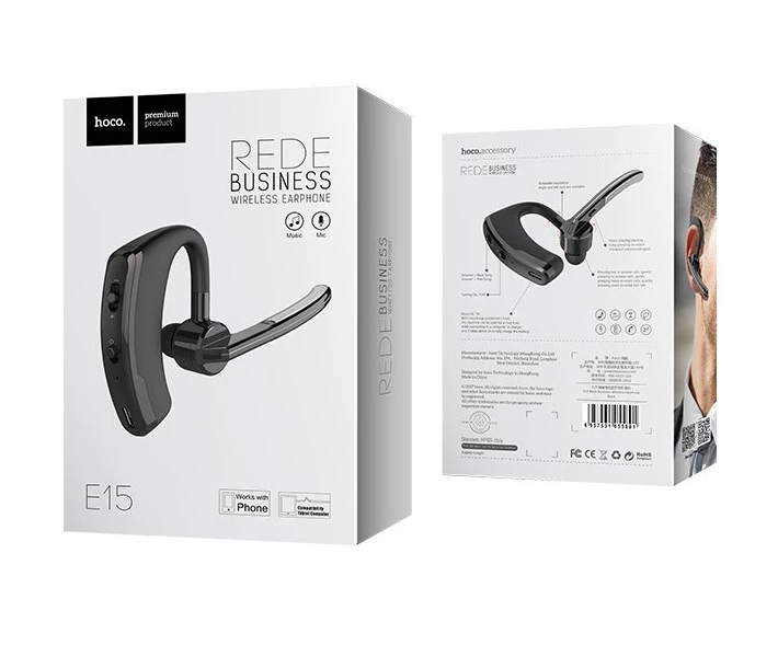 Фото - наушники Беспроводная Bluetooth гарнитура Hoco E15 black (152278)