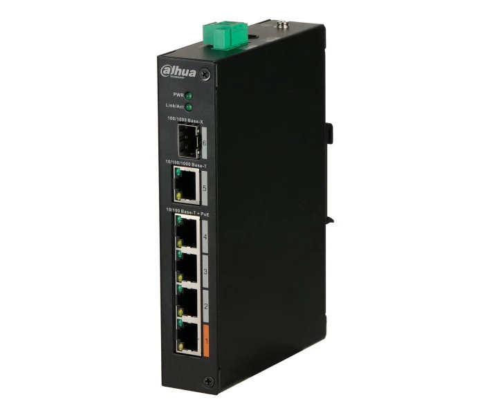Фото - комутатор 4-портовый POE коммутатор Dahua DH-PFS3106-4ET-60