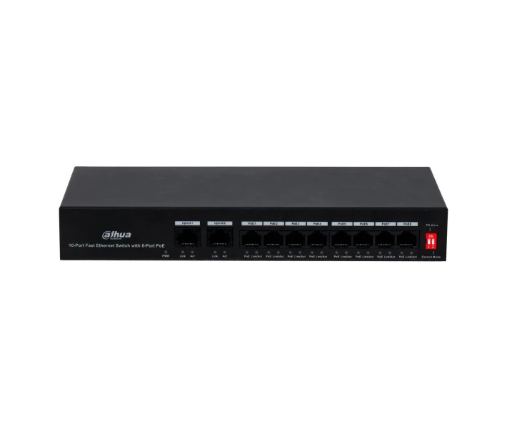 Фото - комутатор 8-портовый коммутатор с 8 РоЕ портами Dahua DH-PFS3010-8ET-65