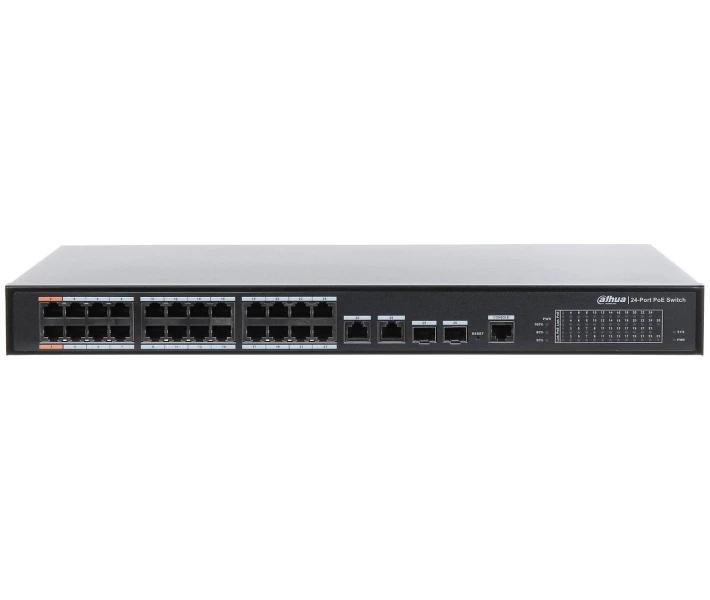 Фото - комутатор 24-портовый управляемый POE коммутатор Dahua PFS4226-24ET-240