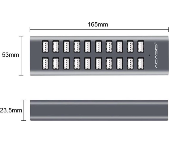 Фото - кардридер USB hub Acasis H037 на 20 USB портов (Серый)