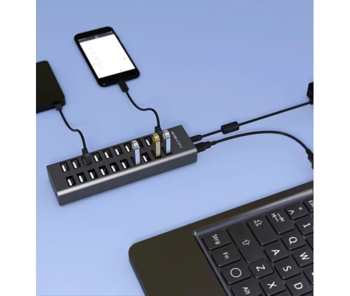 Фото - кардридер USB hub Acasis H037 на 20 USB портов (Серый)