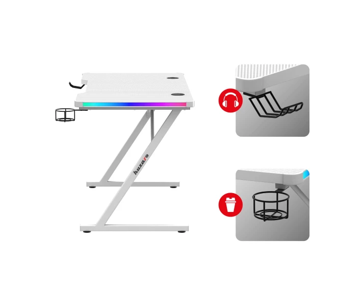 Фото - стол ПК Компьютерный стол HUZARO HERO 2.5 WHITE RGB