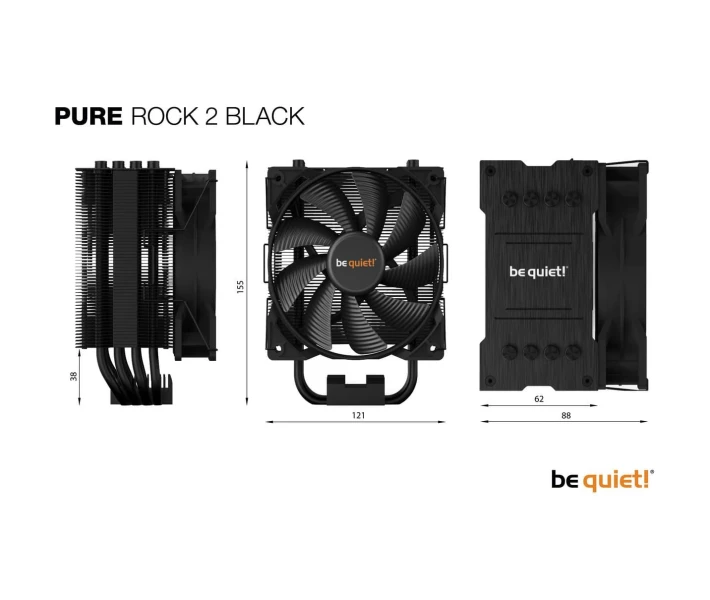 Фото - систему охлаждения Охлаждение для процессора be quiet! Pure Rock 2 Black (BK007) (115X/1200/2011/2011v3/2066/AM2-AM4)