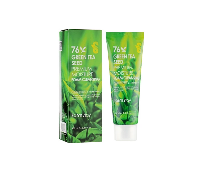 Фото - корейское средство для умывания Пенка для умывания FarmStay Green Tea Seed Premium Moisture Foam Cleansing С семенами зеленого чая 100 мл (887)