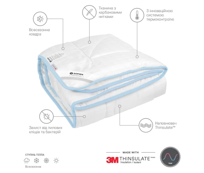 Фото - одеяло Одеяло Sonex всесезонное двуспальное 172х205 тинсулейт Antistress 3М Thinsulate (SO102044)