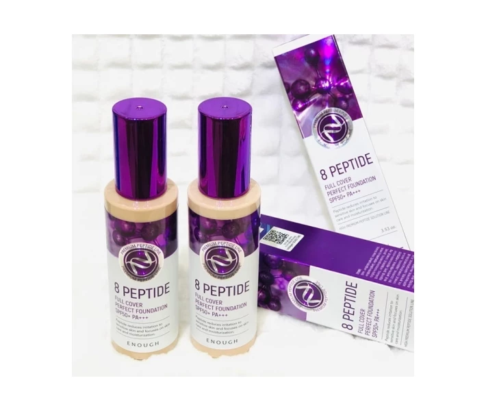 Фото - тональный крем Тональный крем с пептидами Enough 8 Peptide Full Cover Perfect Foundation SPF50+ PA+++ #21 100мл