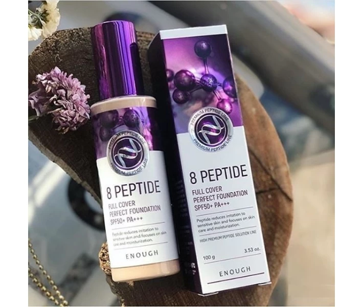Фото - тональный крем Тональный крем с пептидами Enough 8 Peptide Full Cover Perfect Foundation SPF50+ PA+++ #21 100мл