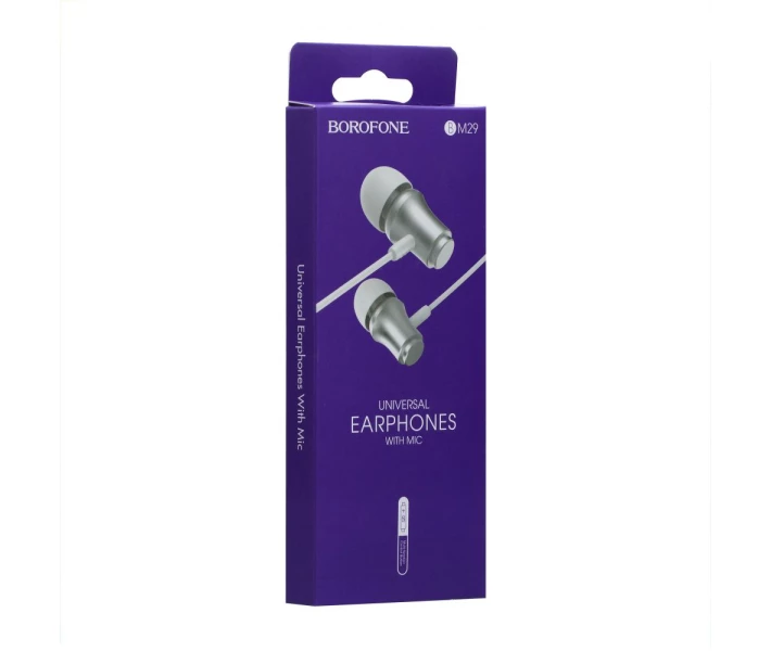 Фото - наушники Проводные наушники Borofone 3.5 mm BM29 вакуумные с микрофоном 1.2 m Steel