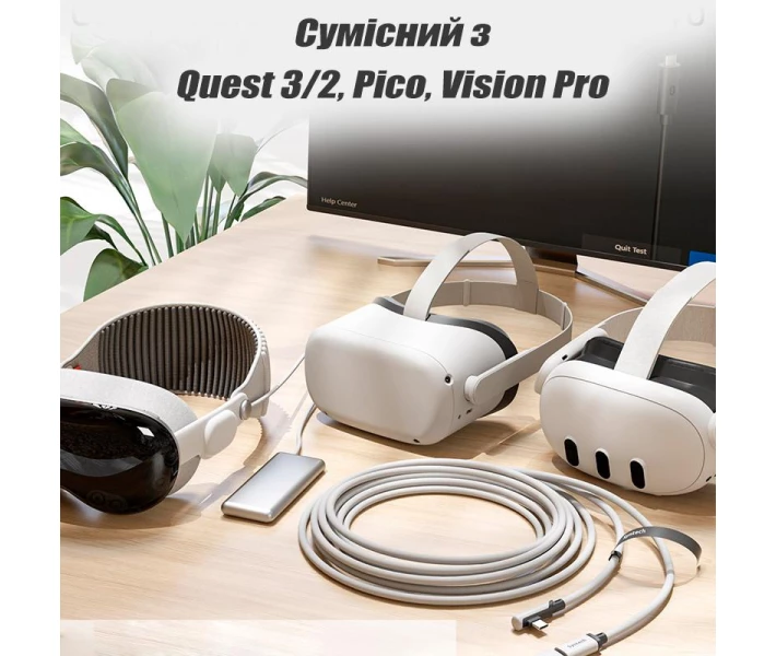 Фото - аксессуар для очков виртуальной реальности Кабель Oculus Link для Quest 3 2 Meta Quest Link VR USB 3.2 Type-A-Type-C, 5 м, 5 Gbps 3A Кабель Окулус Pico 4 (VR-link-5m)