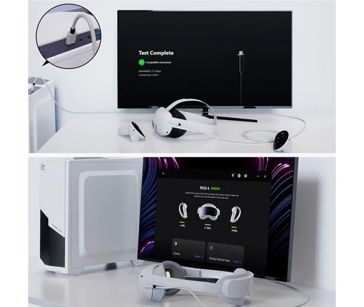 Фото - аксессуар для очков виртуальной реальности Кабель Oculus Link для Quest 3 2 Meta Quest Link VR USB 3.2 Type-A-Type-C, 5 м, 5 Gbps 3A Кабель Окулус Pico 4 (VR-link-5m)