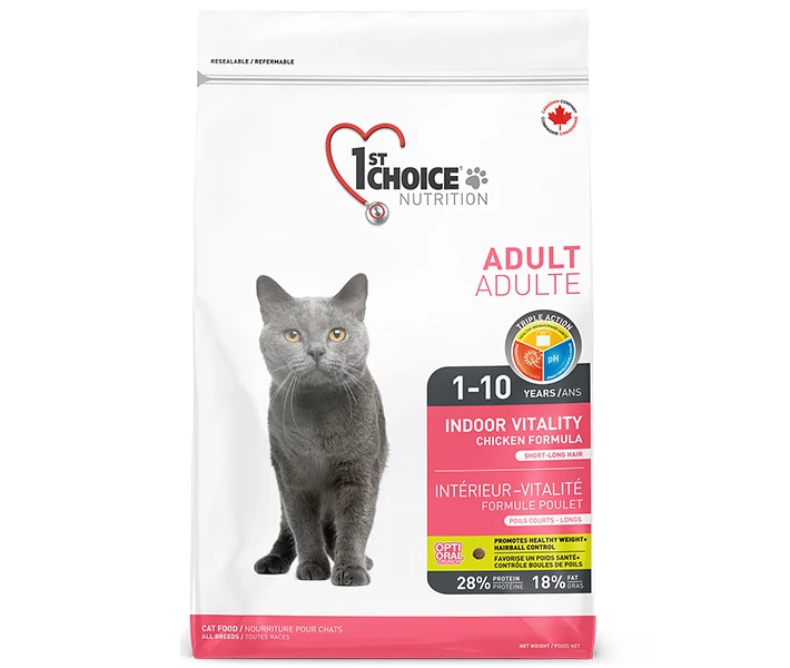 Фото - корм для кота Корм 1st Choice Cat Adult Indoor Vitality сухой с курицей для котов живущих в помещении 10 кг.