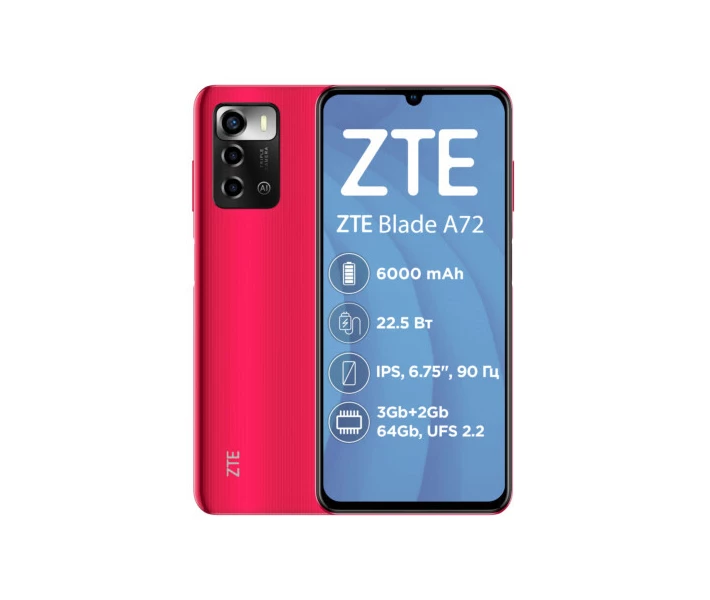 Фото - смартфон и мобильный телефон Смартфон ZTE BLADE A72 3/64 GB Red - Refurbished