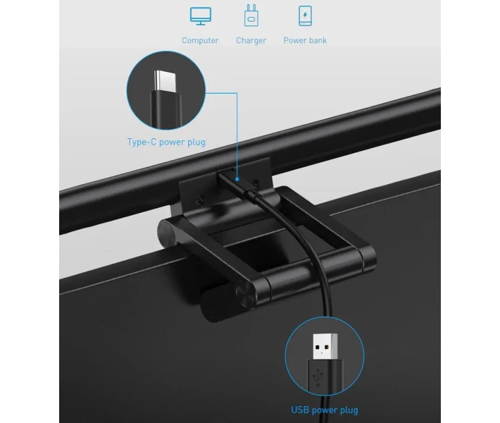 Фото - настольную лампу Лампа на монитор скринбар светодиодная Baseus 5W 2800-6500K USB 5V I-WOK PRO Black DGIWK-P01