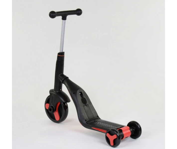Фото - самоката Детский Самокат Беговел Велосипед трансформер 3 в 1 Best Scooter JT 28288 Свет, 8 мелодий, колёса PU Чёрно-Красный (28288)