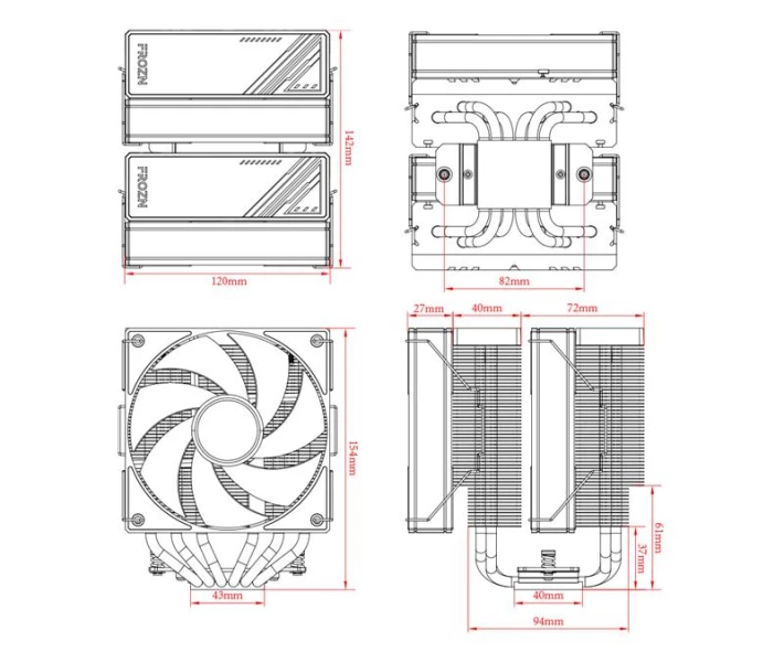 Фото - систему охлаждения Кулер процессорный ID-Cooling Frozn A620 ARGB, Intel: 1851/1700/1200/1151/1150/1155/1156, AMD: AM5/AM4, 120х142х154 мм, 4-pin PWM