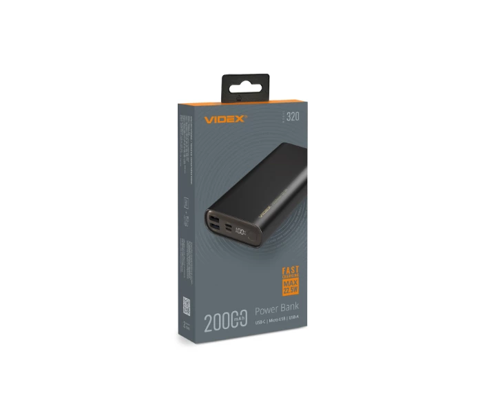 Павербанк 20000 mAh Videx 22,5W чорний (VPB-320-B) купить в Киеве