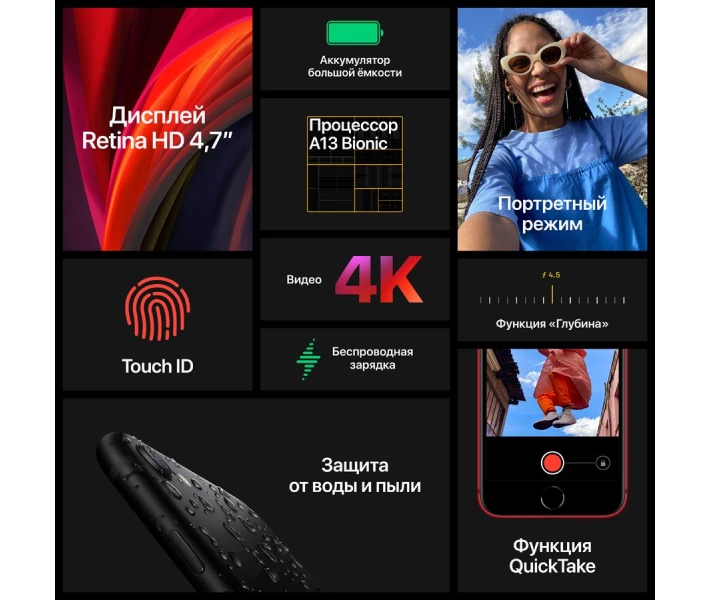 Фото - смартфон и мобильный телефон Смартфон Apple iPhone SE2 64GB BLACK (Retina HD display 4.7-inch, 1334-by-750-pixel resolution at 326 ppi, A13 Bionic chip, Rated IP67, 12MP Wide camera) (Grade C) Seller Refurbished (MX9R2