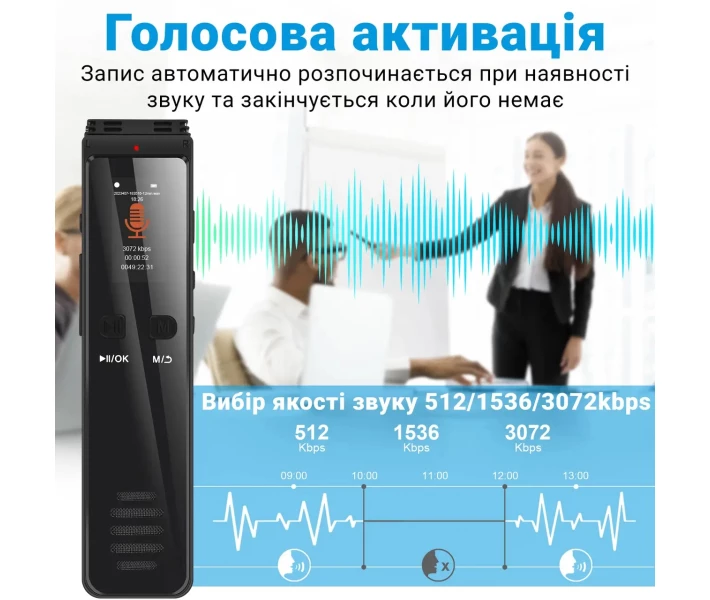 Фото - диктофон Цифровой блютуз диктофон для записи телефонных разговоров Savetek GS-R29, 32 Гб памяти, bluetooth (101015-32)