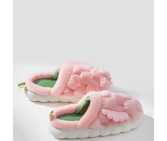 Фото - женский комнатный тапочек Женские домашние комнатные тапочки Lesko A-232 USB Pink 23 см с подогревом и крыльями теплые