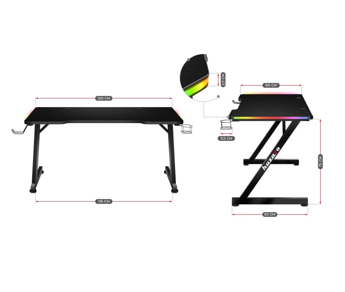 Фото - стол ПК Компьютерный стол HUZARO HERO 2.5 RGB