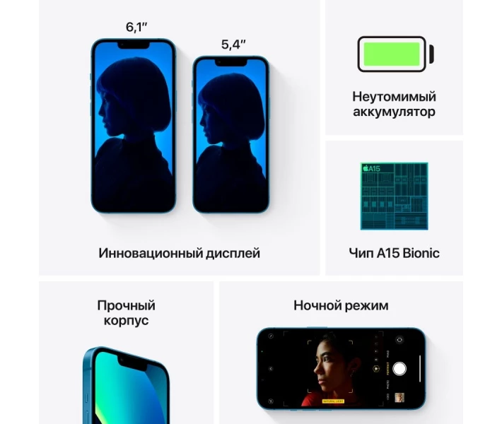 Фото - смартфон и мобильный телефон Смартфон Apple iPhone 13 128GB Blue, A2633 (Grade B) Seller Refurbished (MLPK3)