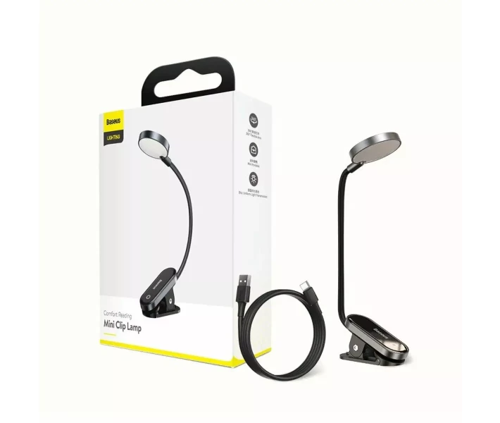 Фото - настольную лампу Лампа настольная аккумуляторная на прищепке LED Comfort Reading Mini Clip Lamp 350 мАч 4000 K Baseus Gray