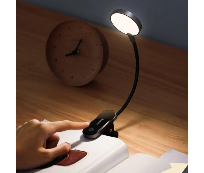 Фото - настольную лампу Лампа настольная аккумуляторная на прищепке LED Comfort Reading Mini Clip Lamp 350 мАч 4000 K Baseus Gray