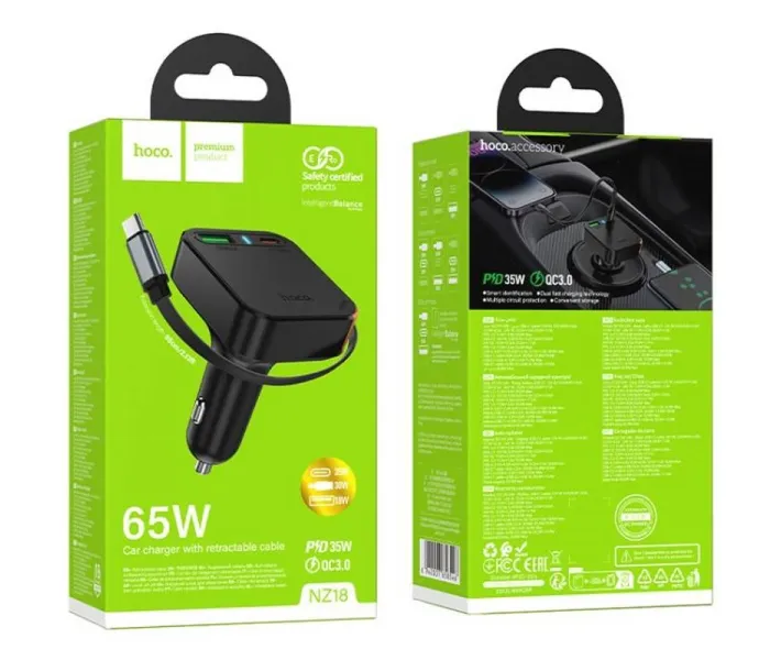 АЗУ Hoco NZ18 Guardian PD65W with retractable cable (1USB-A/2C