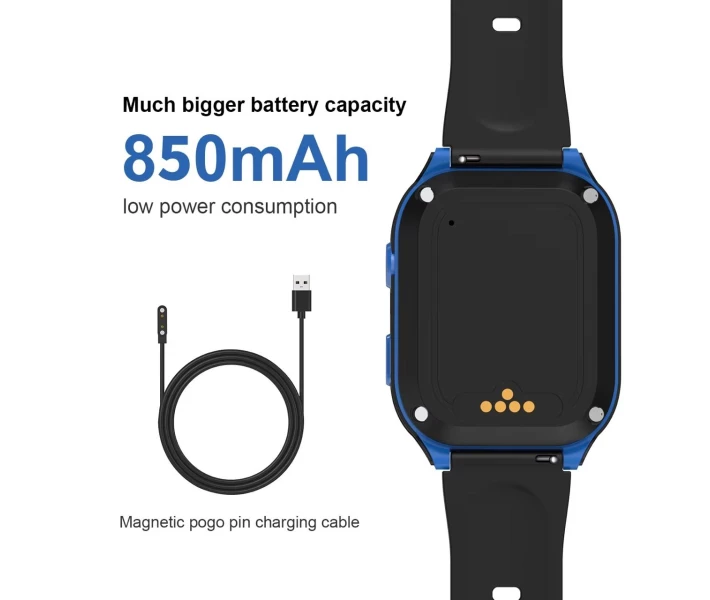 Фото - смарт-часы Детские 4G смарт часы D8M с камерой, GPS и SIM на операционной системе Android с видеозвонками, Wi-Fi, SOS, WhatsApp и 2 ремешками в комплекте Синий