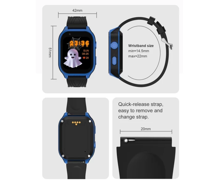 Фото - смарт-часы Детские 4G смарт часы D8M с камерой, GPS и SIM на операционной системе Android с видеозвонками, Wi-Fi, SOS, WhatsApp и 2 ремешками в комплекте Синий