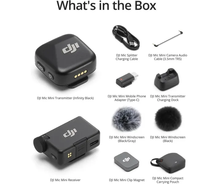 Петличный микрофон DJI Mic Mini 1RX 1TX, ресивер в комплекте (27