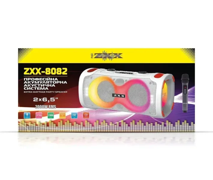 Портативная колонка ZXX-8082 60 Вт 2x6.5 Bluetooth TWS FM USB TF