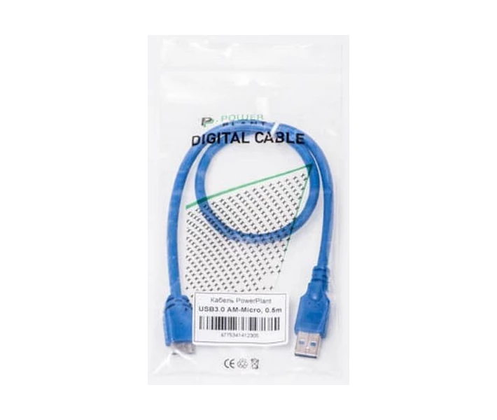 Фото - адаптер и кабель Кабель PowerPlant USB 3.0 AM - Micro, 0.5м KD00AS1230