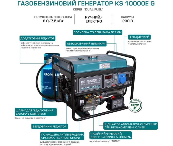 Фото - генератор Генератор газобензиновый KS 10000E G