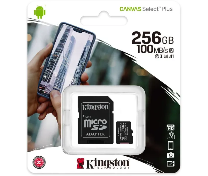 Карта памяти Kingston microSDXC 256GB Canvas Select Plus Class 10