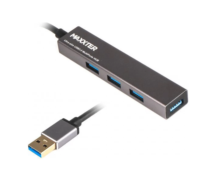 Фото - кардридер Maxxter USB 3.0 Type-A 4 ports, gray (HU3A-4P-02)