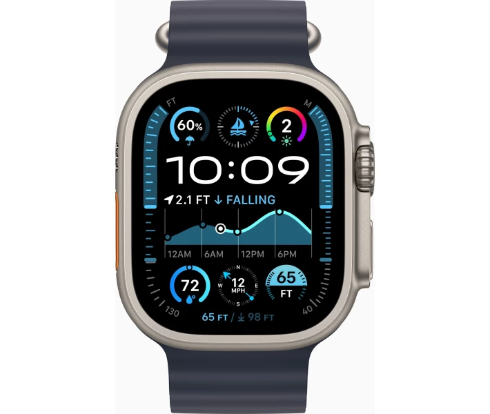 Фото - смарт-часы Apple Watch Ultra 2 GPS + Cellular 49mm Natural Titanium Case with Navy Ocean Band (MX4D3UL/A)