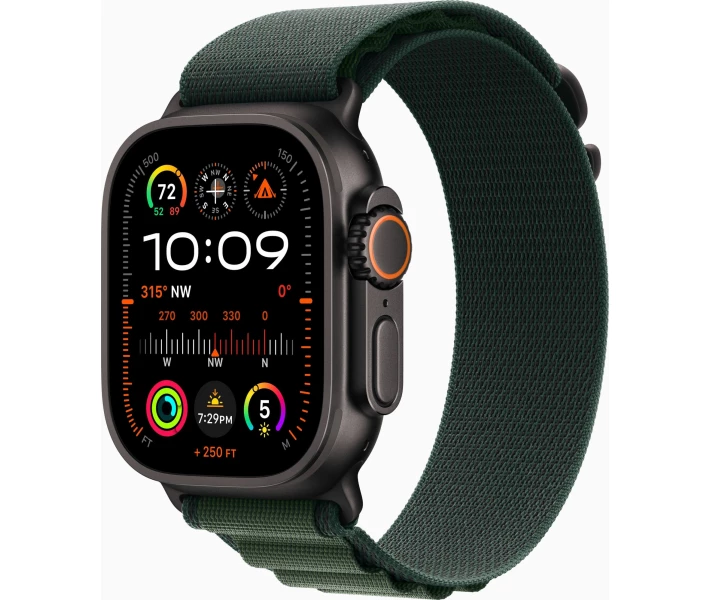 Фото - смарт-часы Apple Watch Ultra 2 GPS + Cellular 49mm Black Titan Case with Dark Green Alpine Loop - Medium (MX4R3UL/A)