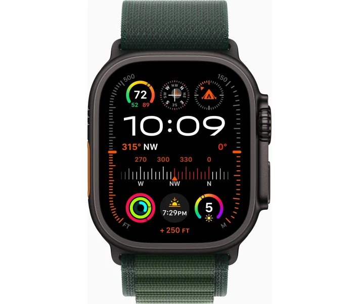 Фото - смарт-часы Apple Watch Ultra 2 GPS + Cellular 49mm Black Titan Case with Dark Green Alpine Loop - Medium (MX4R3UL/A)