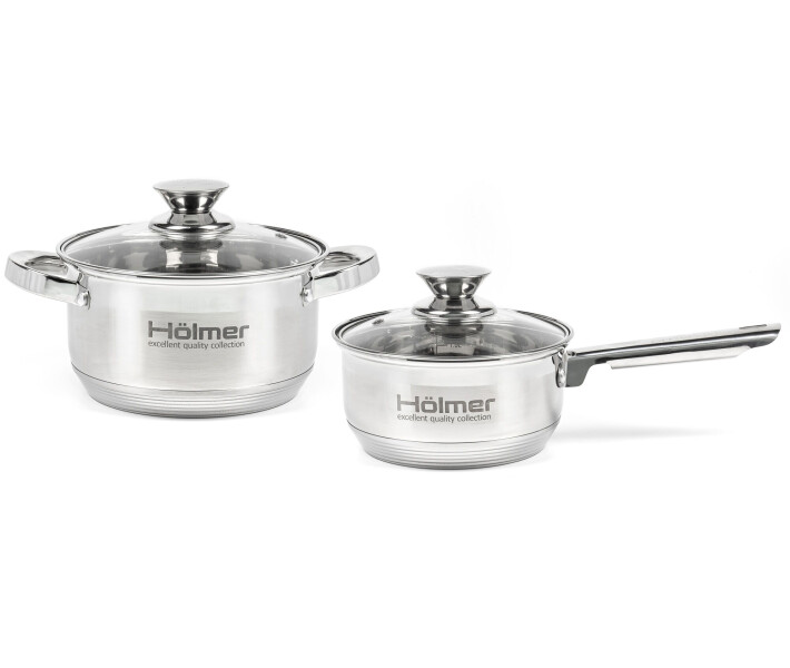 Фото - набор посуды Набор кастрюль Hölmer, нерж. сталь (1,5л/2,7л) (CS-1451-SS)
