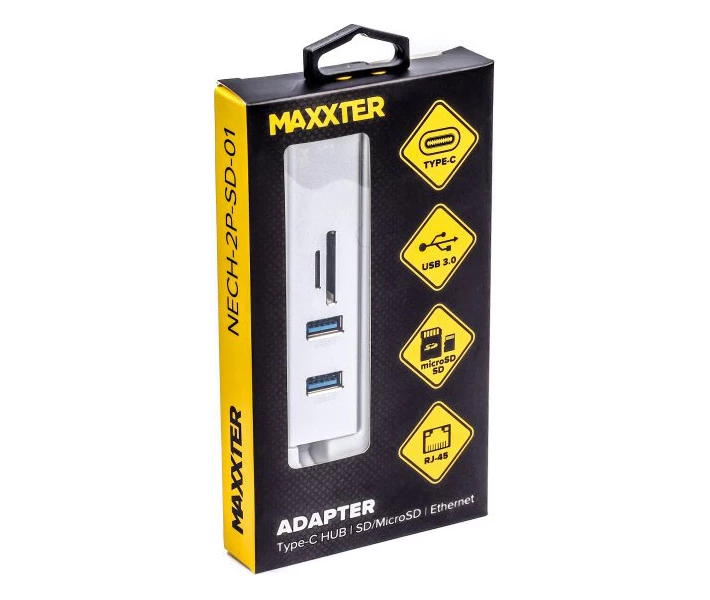 Фото - кардридер Док-станция Maxxter USB -> Ethernet Gigabit+ CR (NECH-2P-SD-01)
