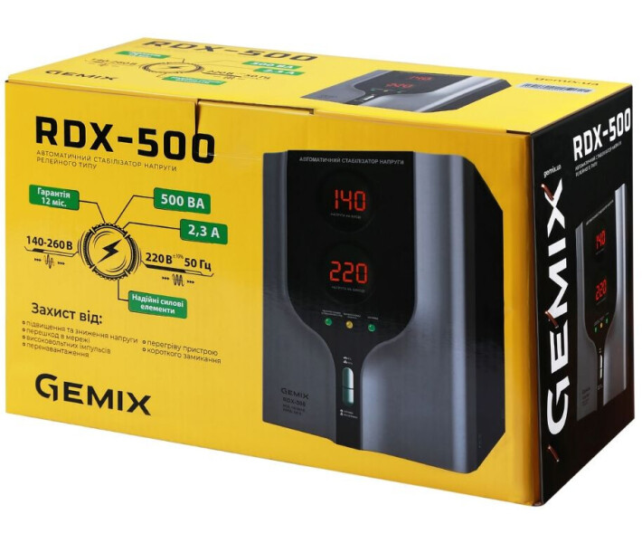Фото - стабилизатор напряжения Стабилизатор напряжения Gemix RDX-500 релейный цифровой, 350Вт (07500023)