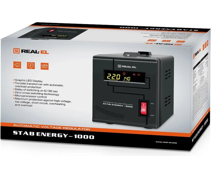 Фото - стабилизатор напряжения Стабилизатор REAL-EL Stab Energy-1000 Black