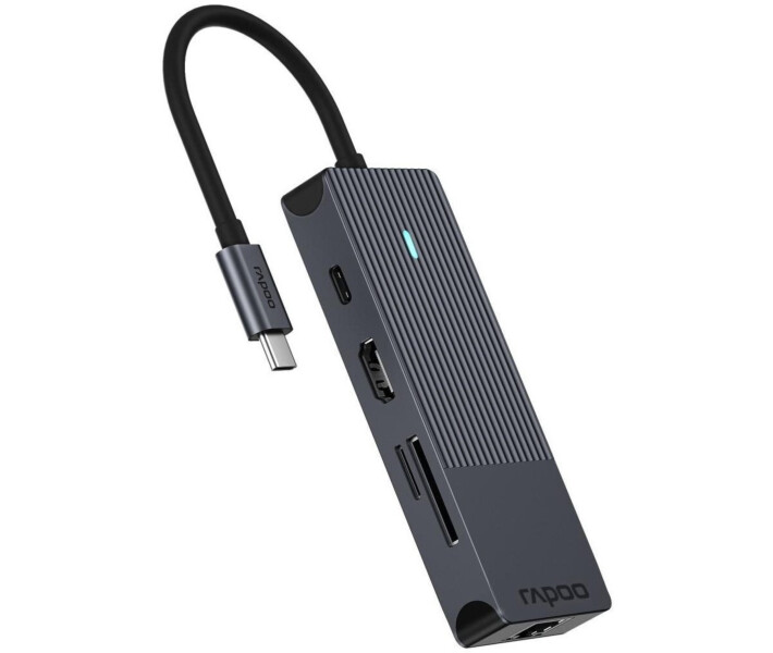 Фото - кардридер USB-C хаб Rapoo UCM-2004, 8 в 1 black