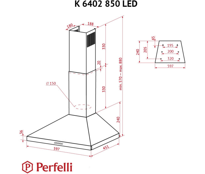 Фото - кухонную вытяжку Кухонная вытяжка Perfelli K 6402 WH 850 LED