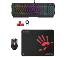 Купить - клавиатуру  Комплект игровой 3в1 Bloody B1700 Black (клавиатура + мышь + коврик)